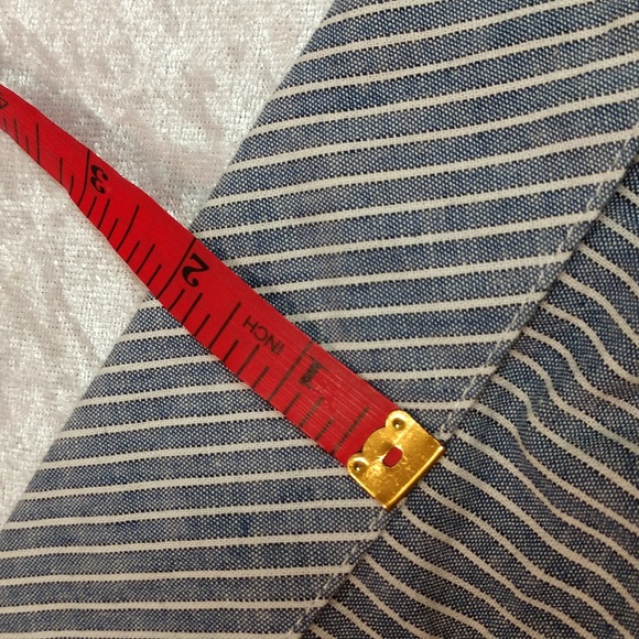 Free People One Shoulder Crop Top Waist Cotton Linen Stripe Blue White Small - Picture 13 of 13